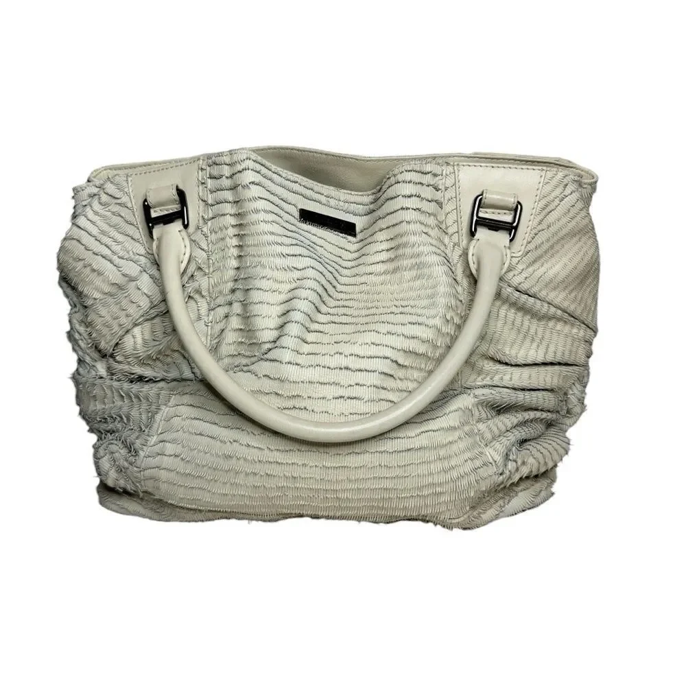 Burberry Prorsum Cream Fringe Leather Slouchy Hobo Bag Carryall Luxurious Chic